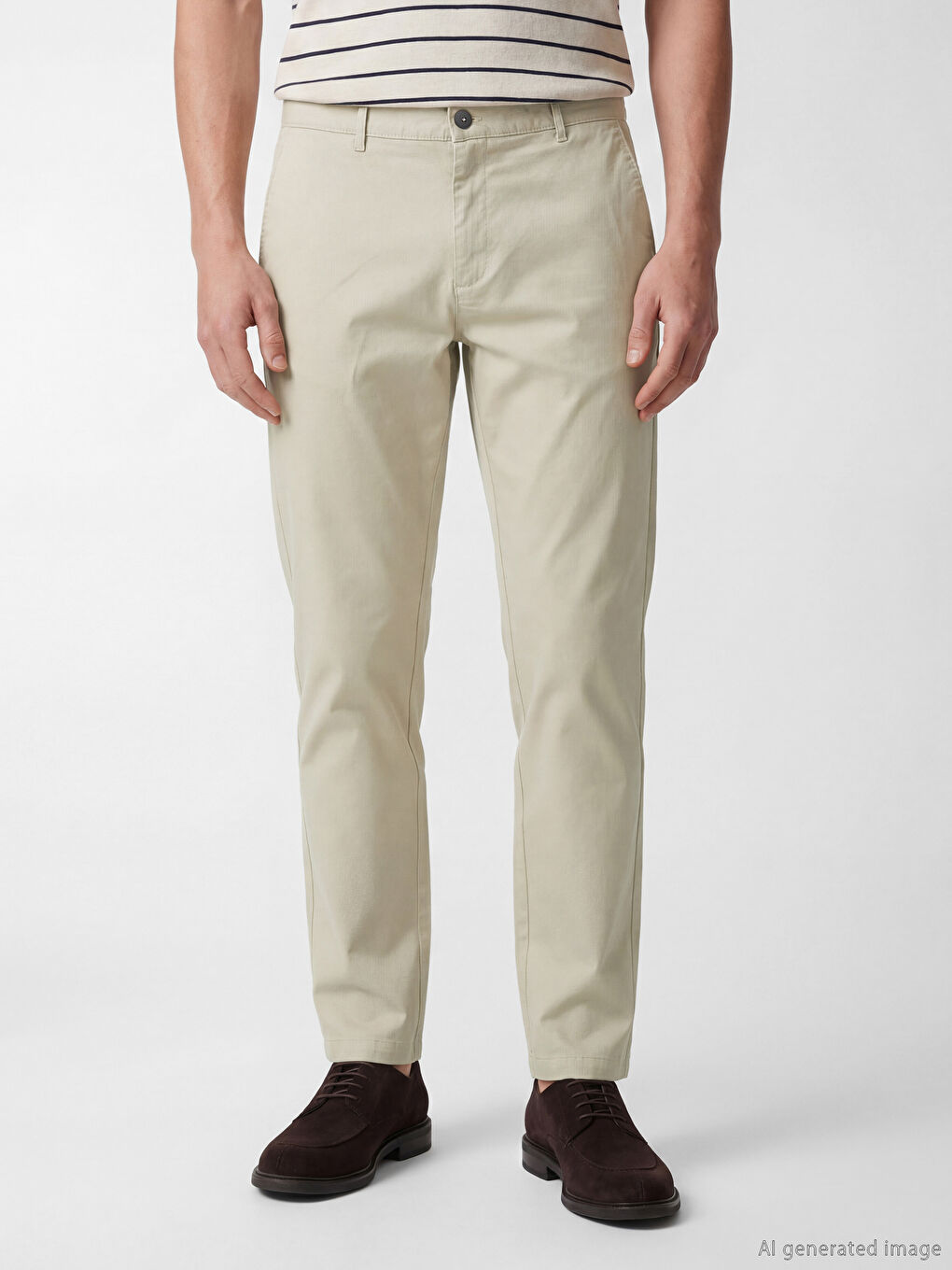 Bej Standart Kalıp Gabardin Erkek Pantolon-1