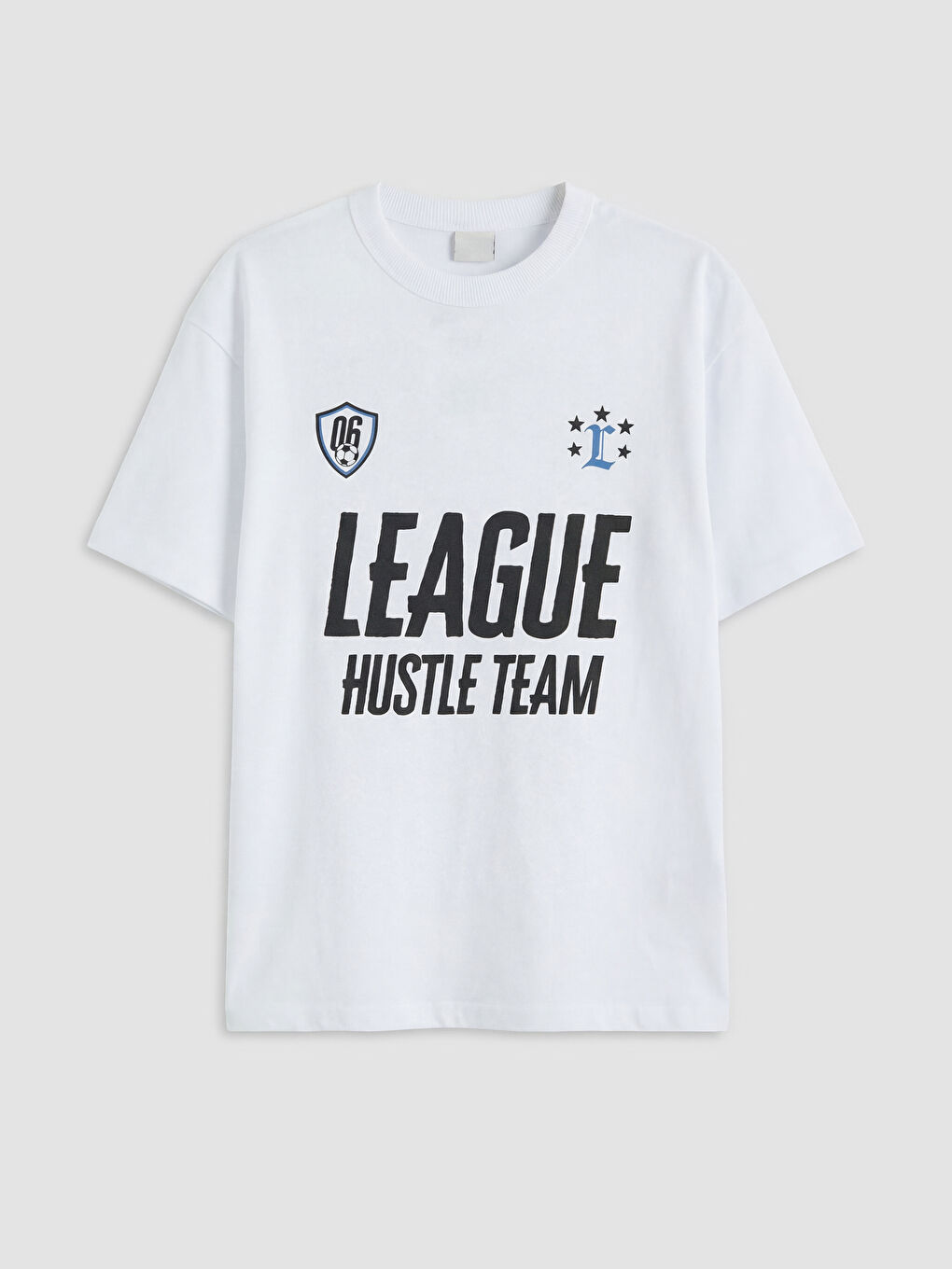 Beyaz Bisiklet Yaka Baskılı Erkek Çocuk Tişört