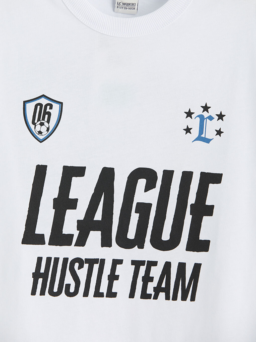 Beyaz Bisiklet Yaka Baskılı Erkek Çocuk Tişört-2