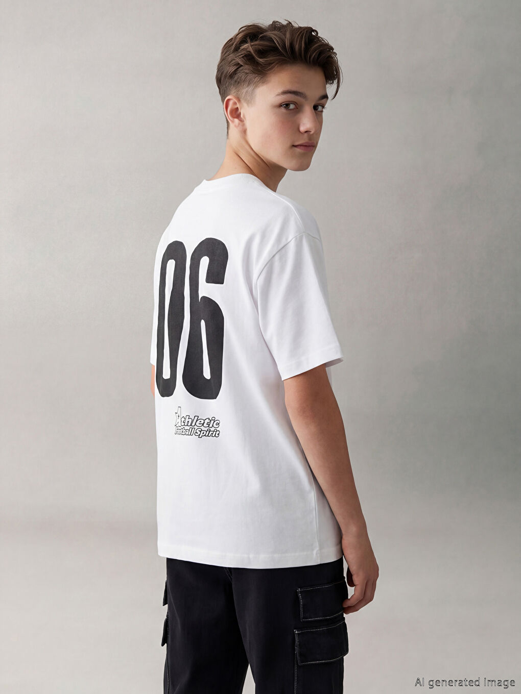 дөңгелек жағалы принтті ұлдарға арналған футболка-2