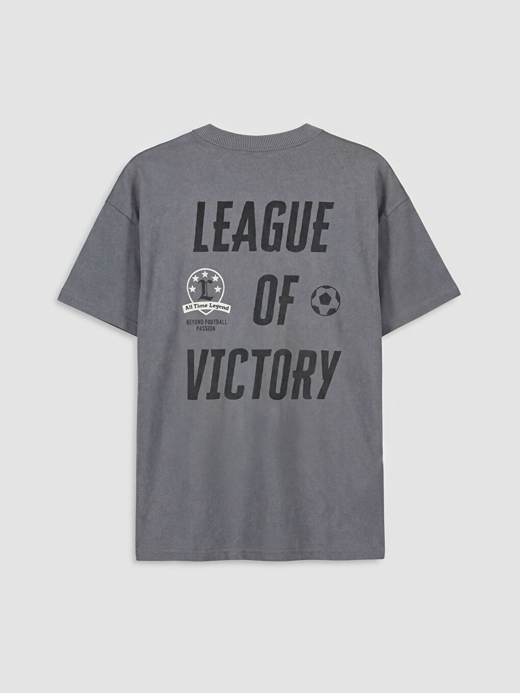 Gri Bisiklet Yaka Baskılı Erkek Çocuk Tişört-1