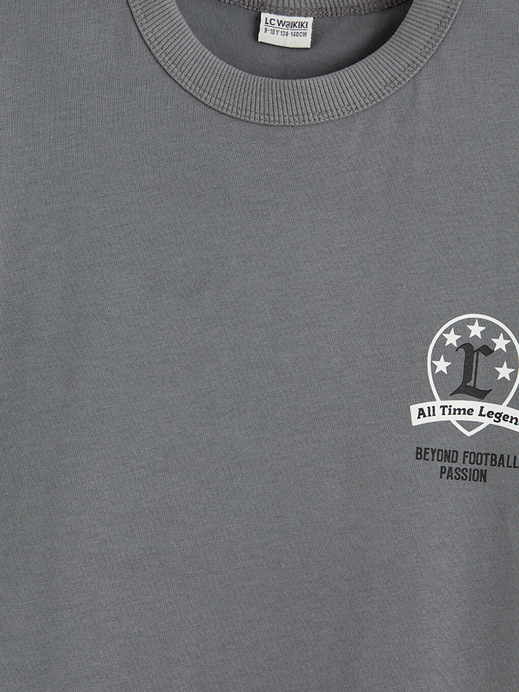 Gri Bisiklet Yaka Baskılı Erkek Çocuk Tişört-3