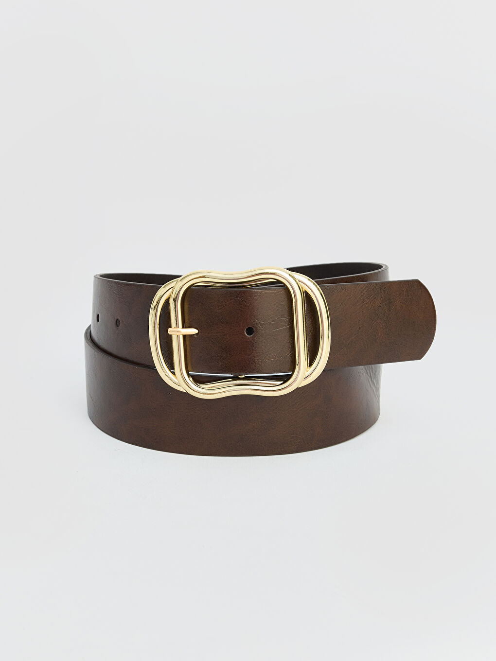 Kahverengi Deri Görünümlü Kadın Kemer