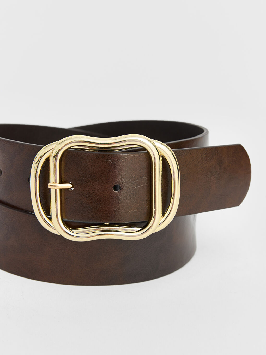 Kahverengi Deri Görünümlü Kadın Kemer-1