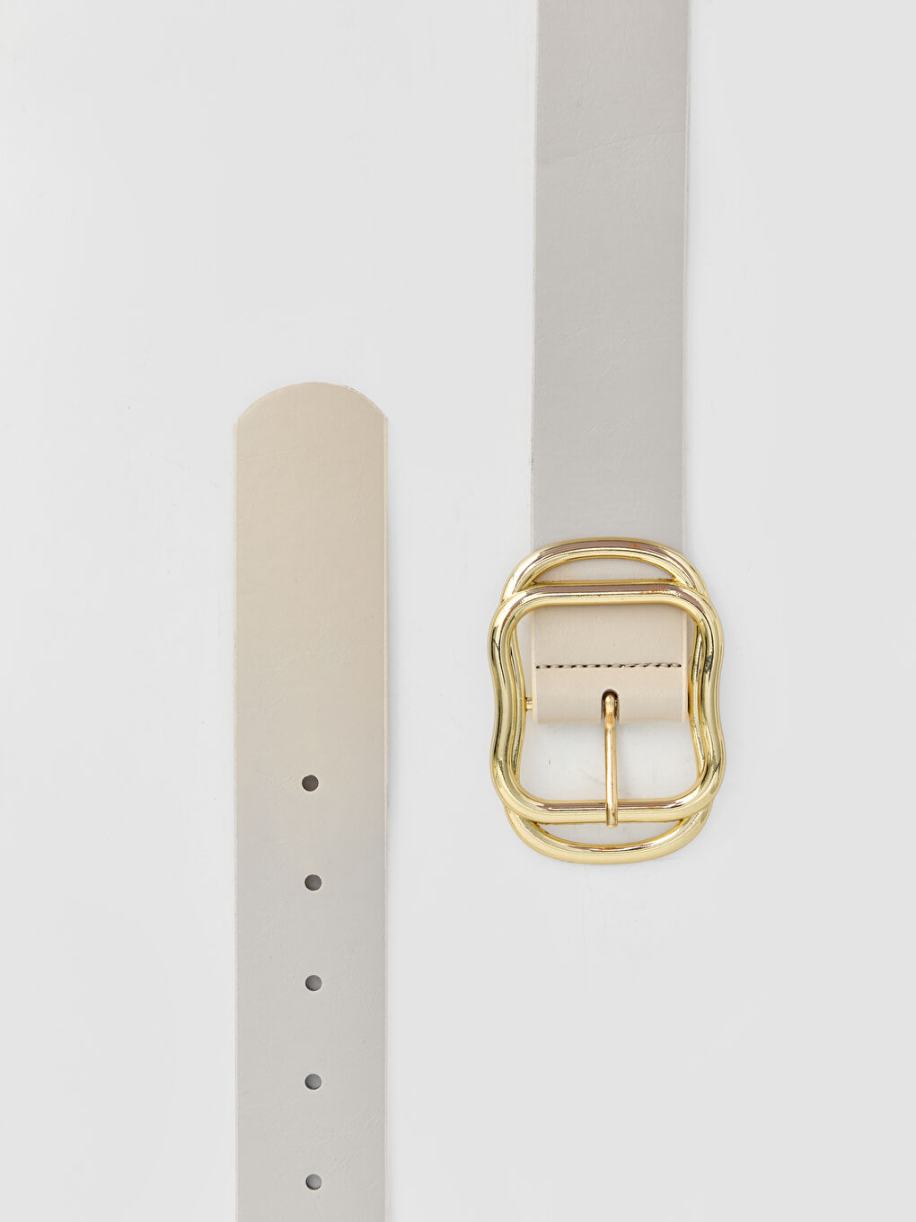 Ekru Deri Görünümlü Kadın Kemer-2