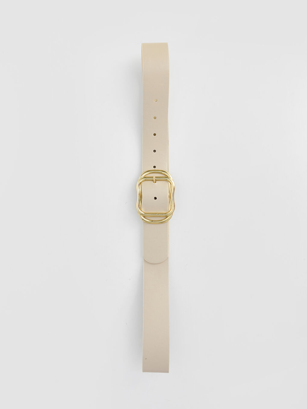 Ekru Deri Görünümlü Kadın Kemer-3