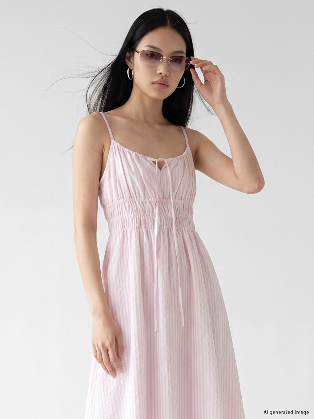 Strappy Striped Waist-Fitted Dress-1
