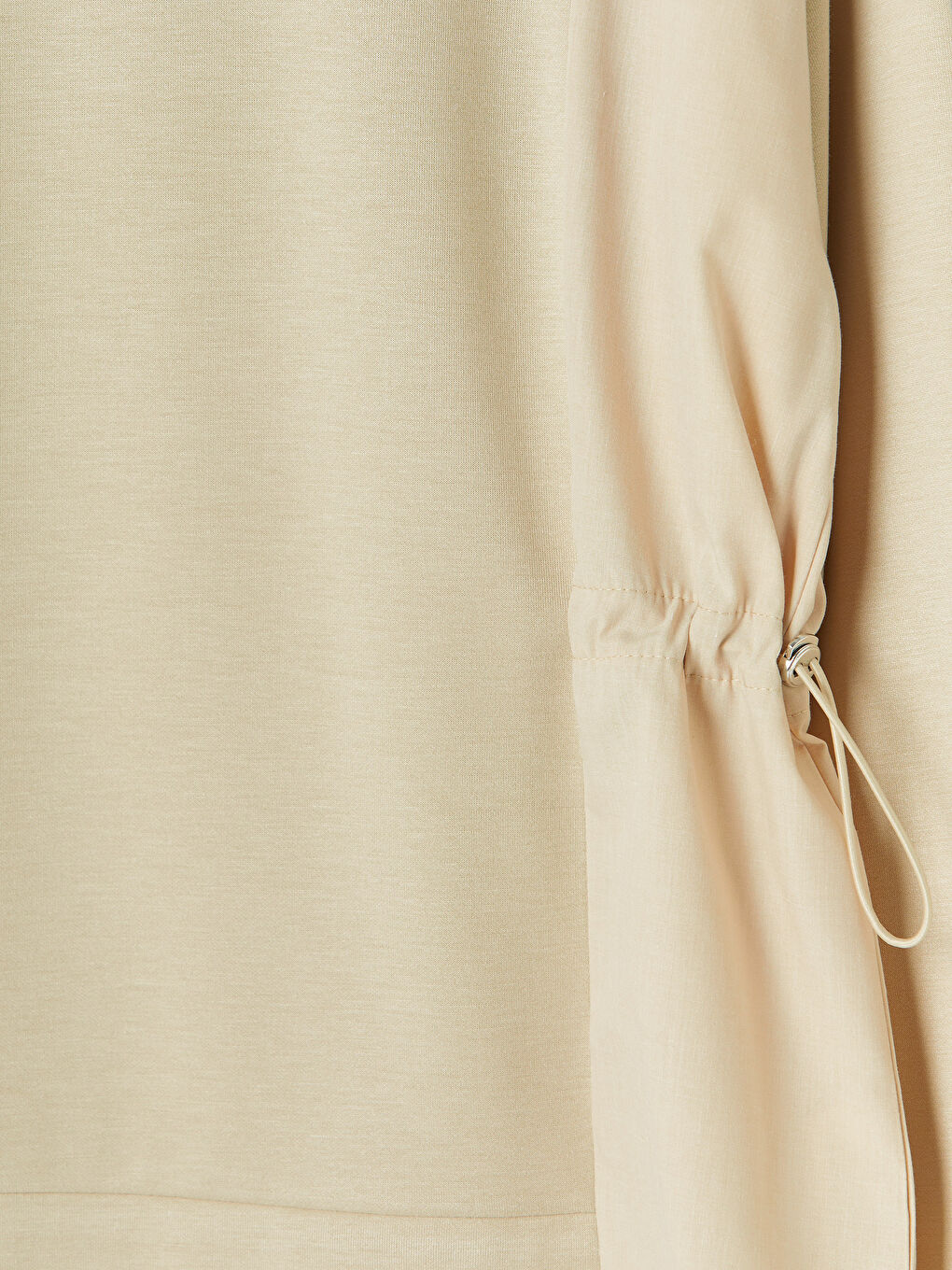 Bej Büzgülü Soft Touch Kadın Sweatshirt Tunik-2