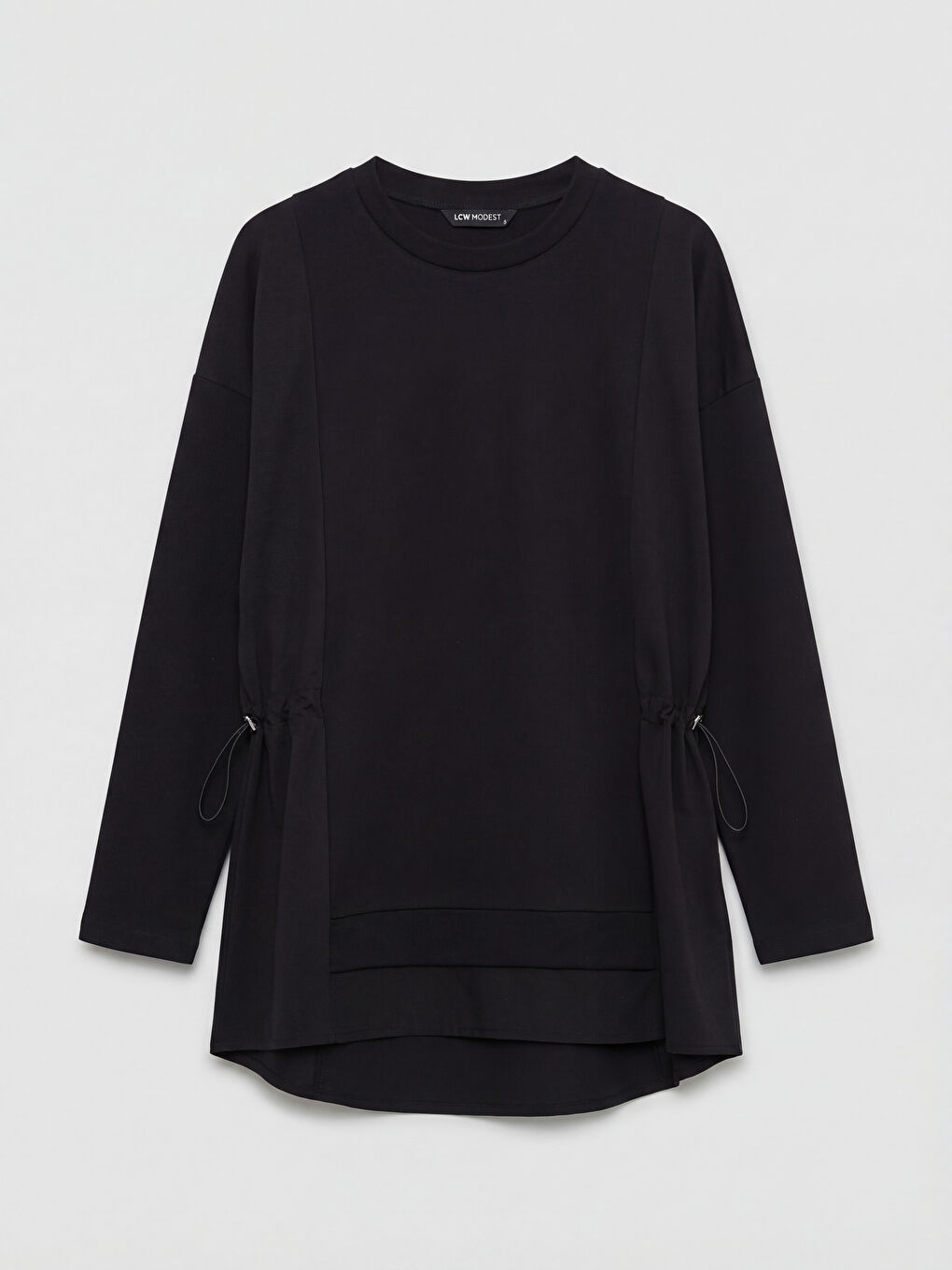 Siyah Büzgülü Soft Touch Kadın Sweatshirt Tunik