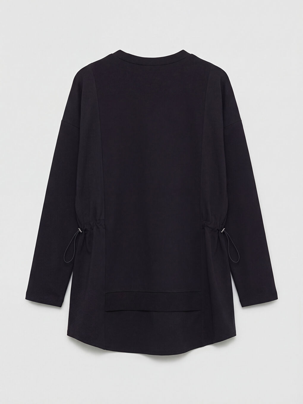 Siyah Büzgülü Soft Touch Kadın Sweatshirt Tunik-1