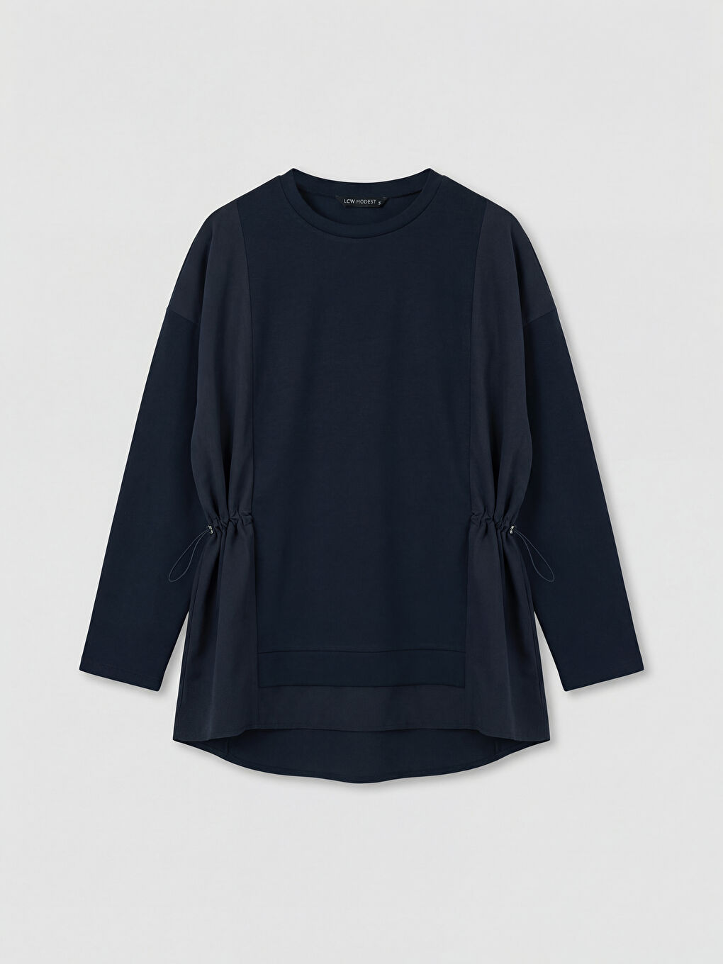 Lacivert Büzgülü Soft Touch Kadın Sweatshirt Tunik