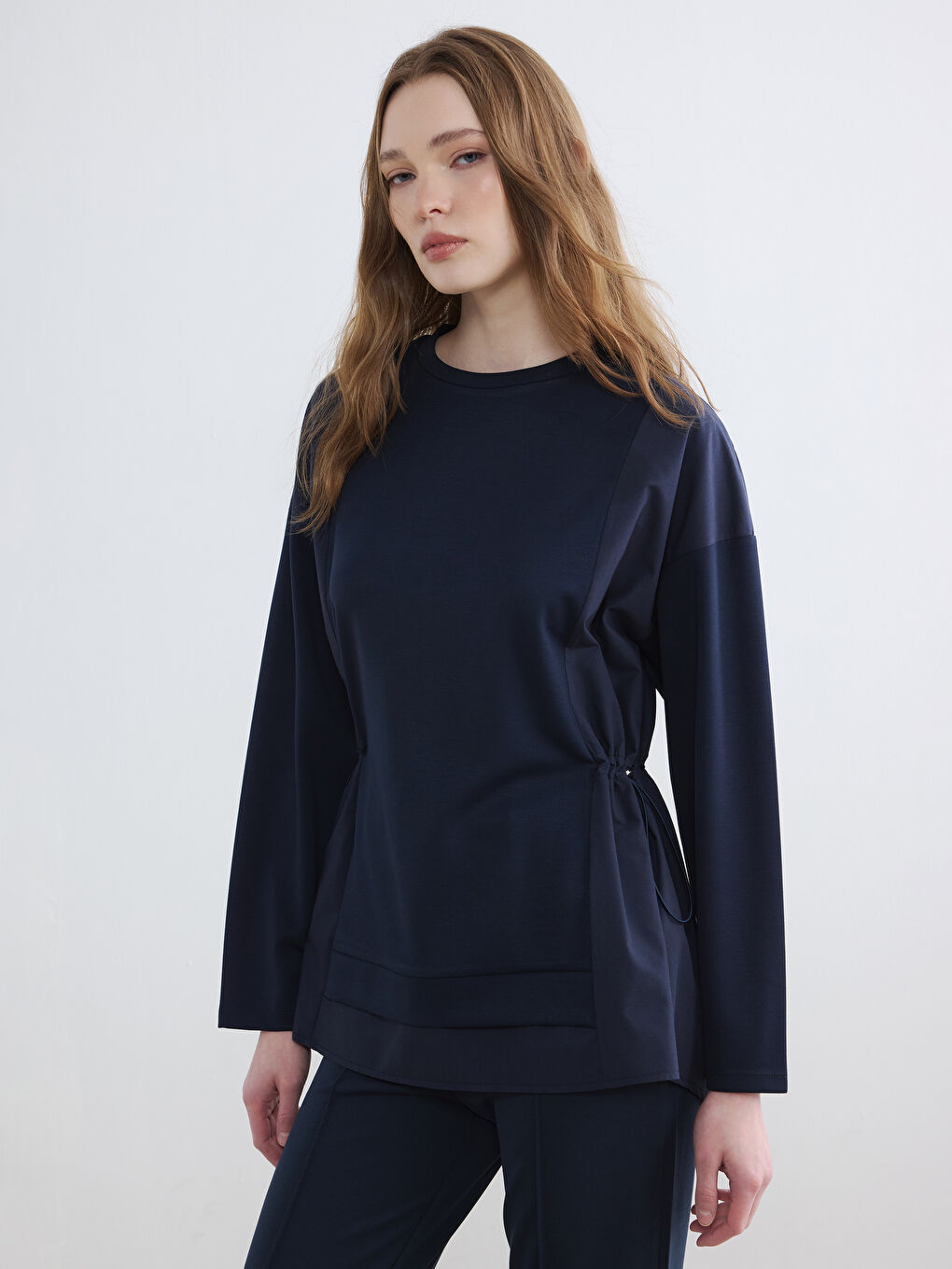 Ruched Soft Touch Women's Sweatshirt Tunic