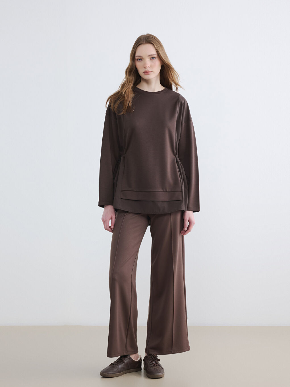 Ruched Soft Touch Women's Sweatshirt Tunic-1