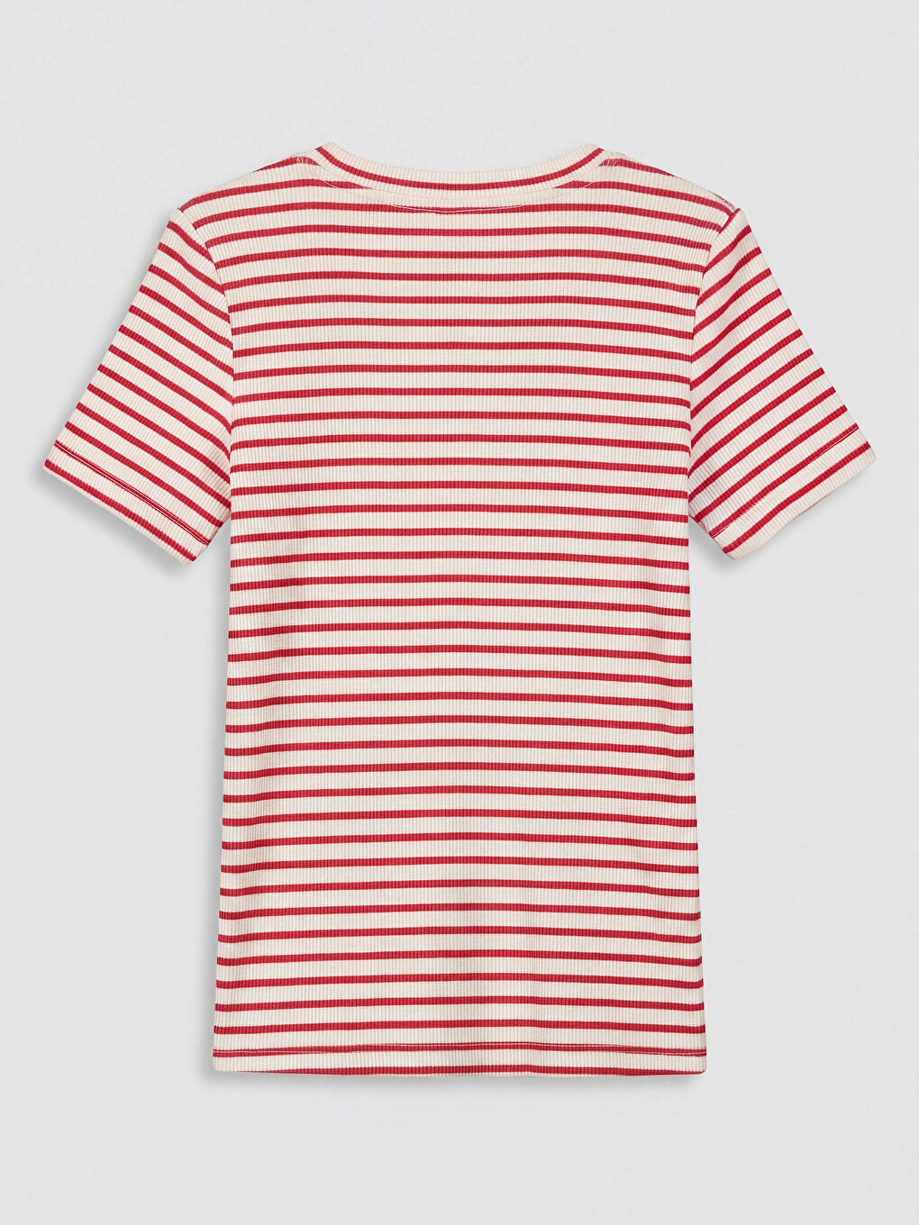 Kırmızı Bisiklet Yaka Çizgili Kız Çocuk Tişört-1
