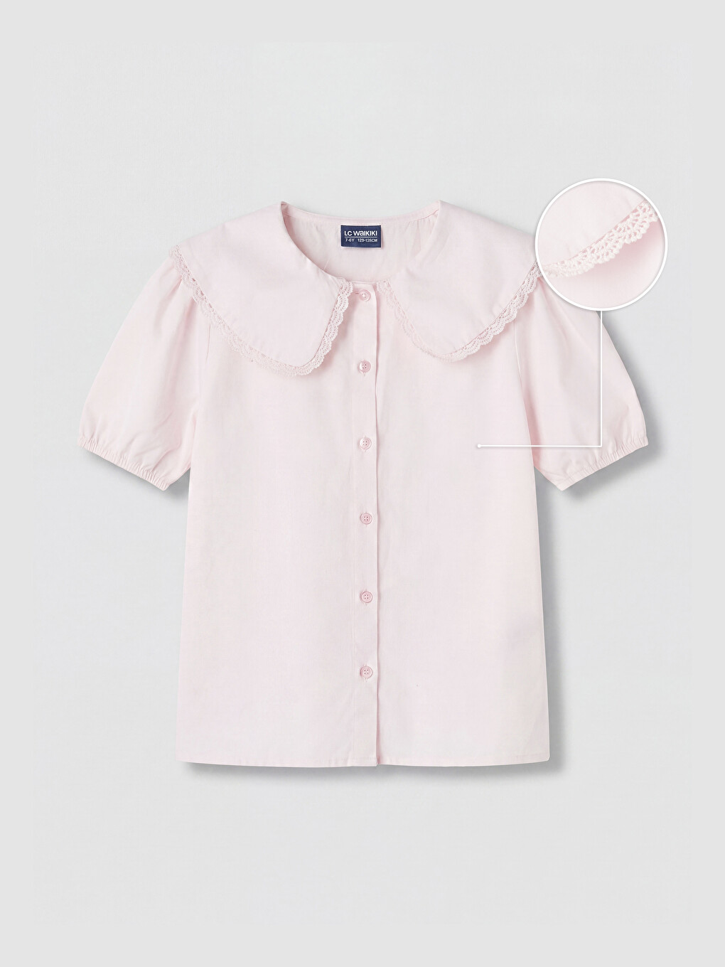 Lace Detailed Peter Pan Collar Girls' Shirt