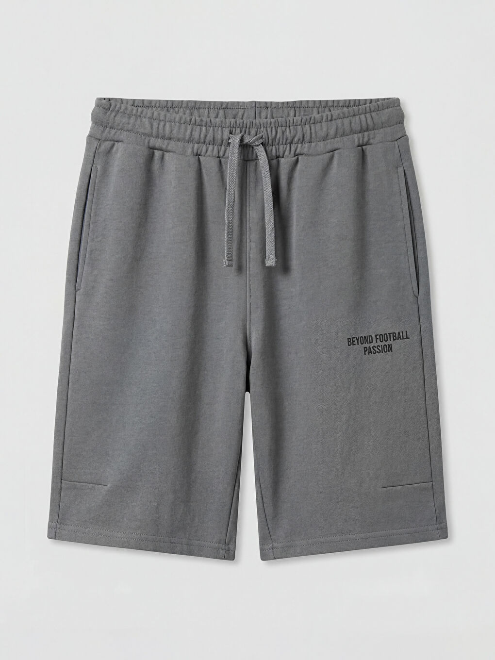 Gri Slogan Baskılı Erkek Çocuk Şort