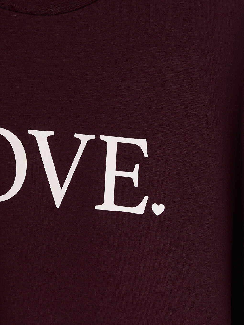 Bordo Bisiklet Yaka Baskılı Kadın Tişört-2