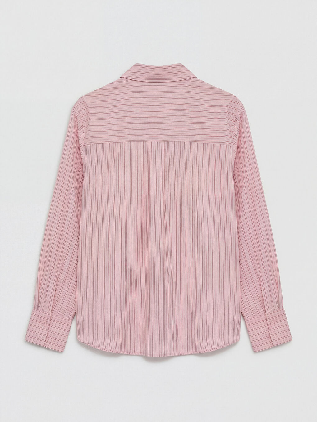 Pembe Çizgili Kadın Gömlek-1