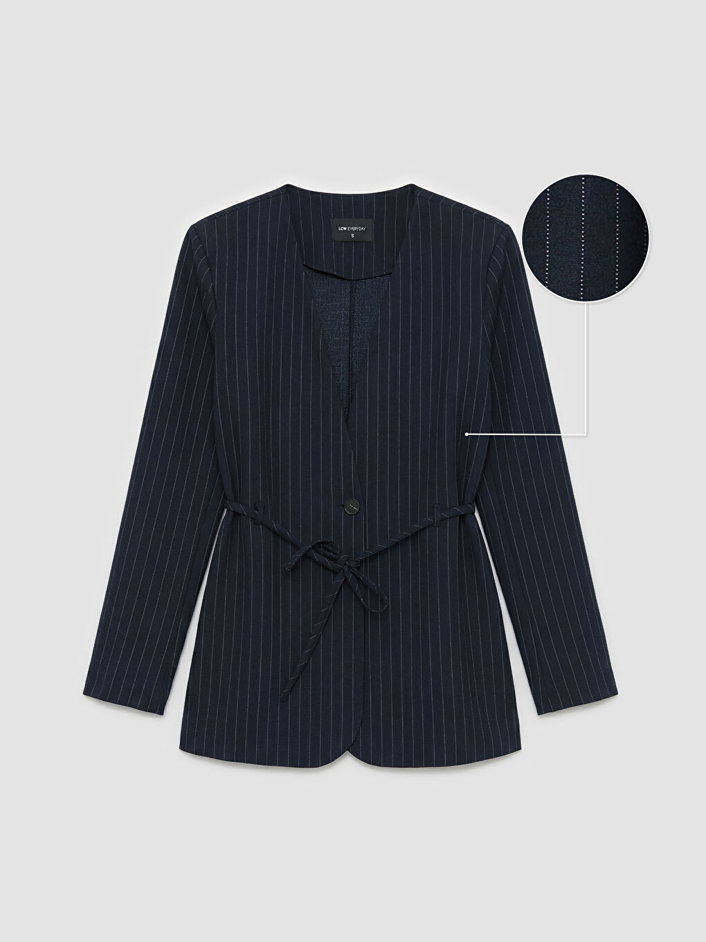 Lacivert Çizgili Kadın Blazer Ceket