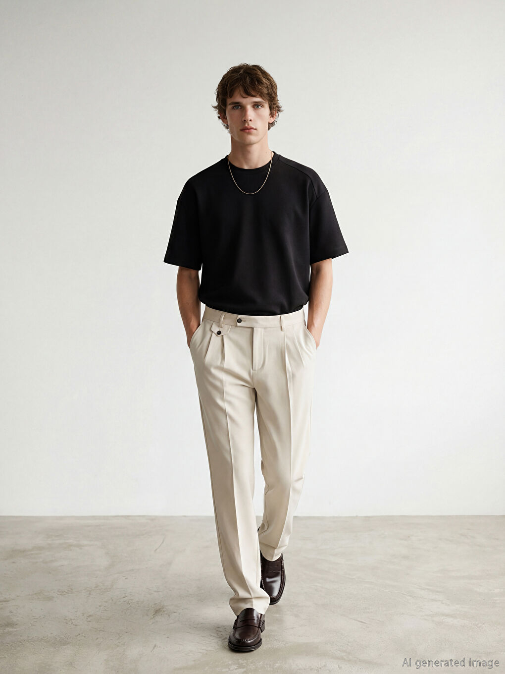 Bej Slim Fit Pileli Erkek Pantolon