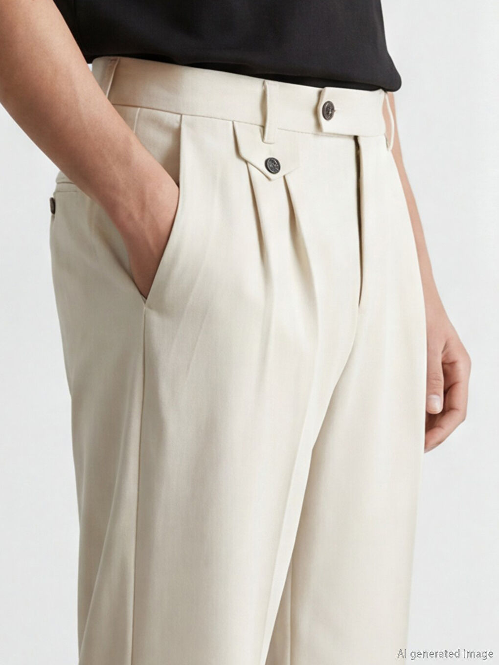 Bej Slim Fit Pileli Erkek Pantolon-2