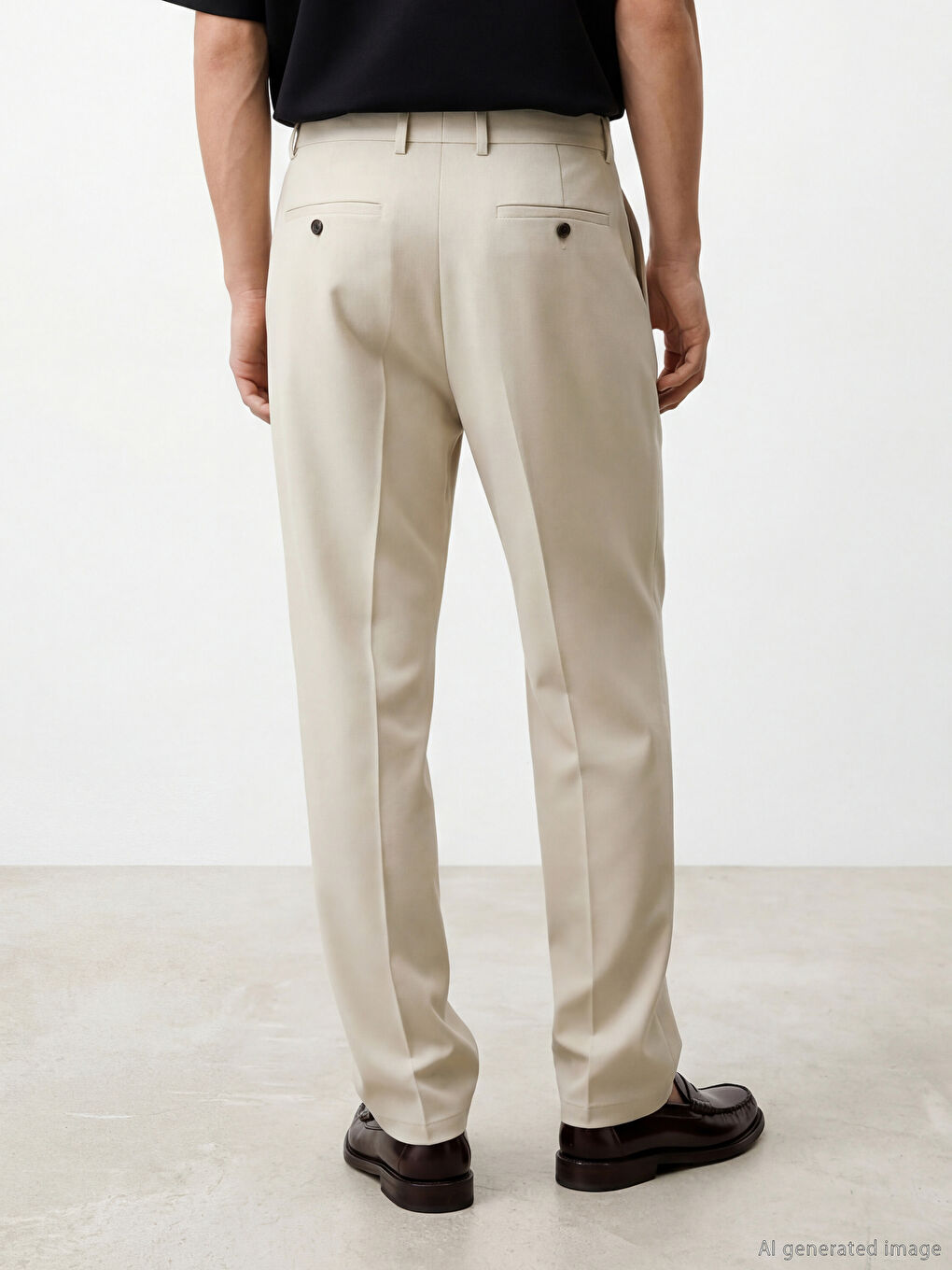 Bej Slim Fit Pileli Erkek Pantolon-3