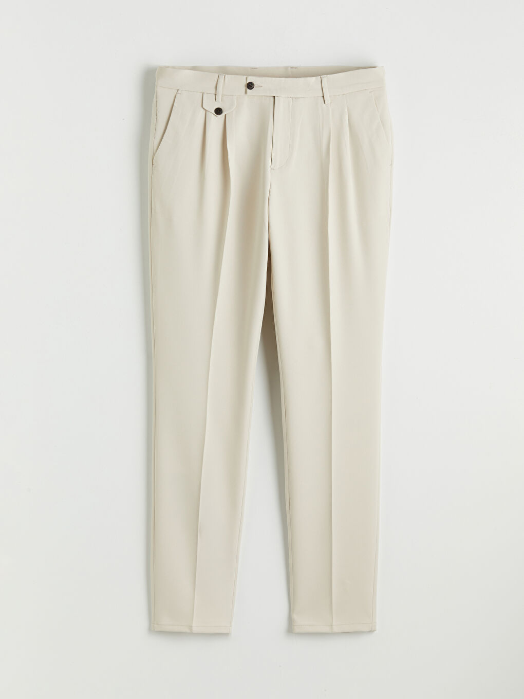 Bej Slim Fit Pileli Erkek Pantolon-4