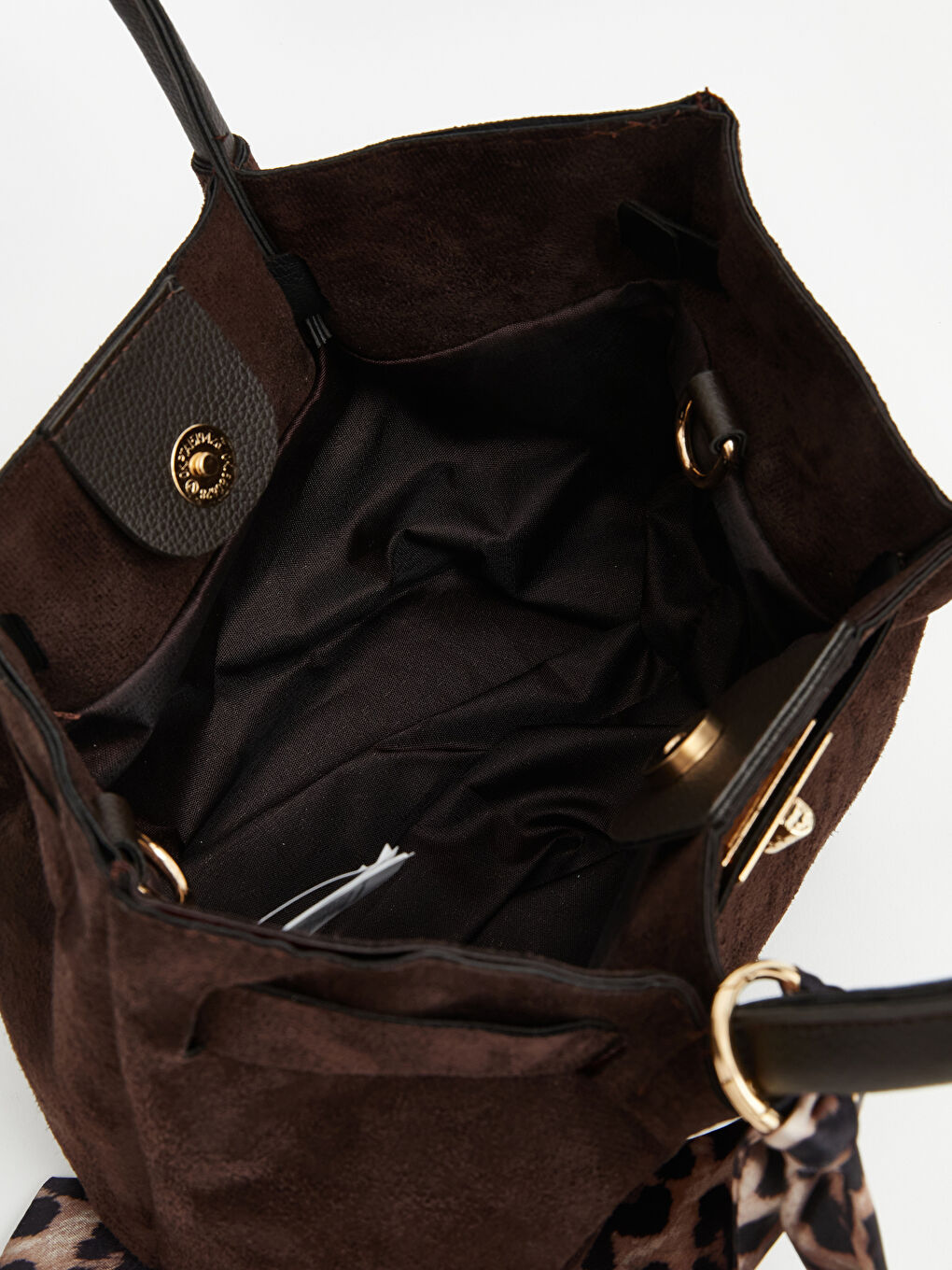 Kahverengi Süet Görünümlü Kadın Omuz Çantası-3