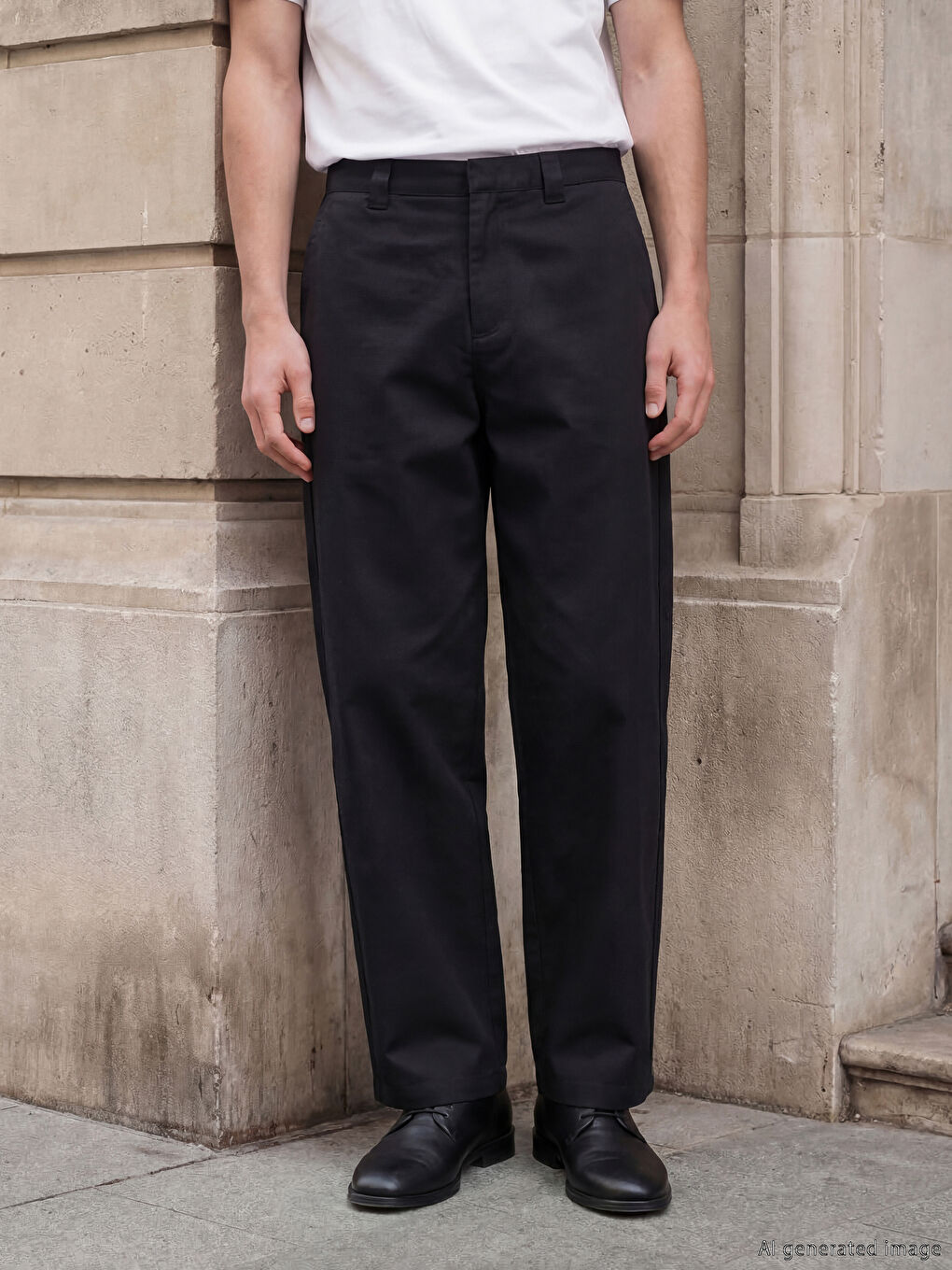Siyah Rahat Kalıp Erkek Pantolon-1