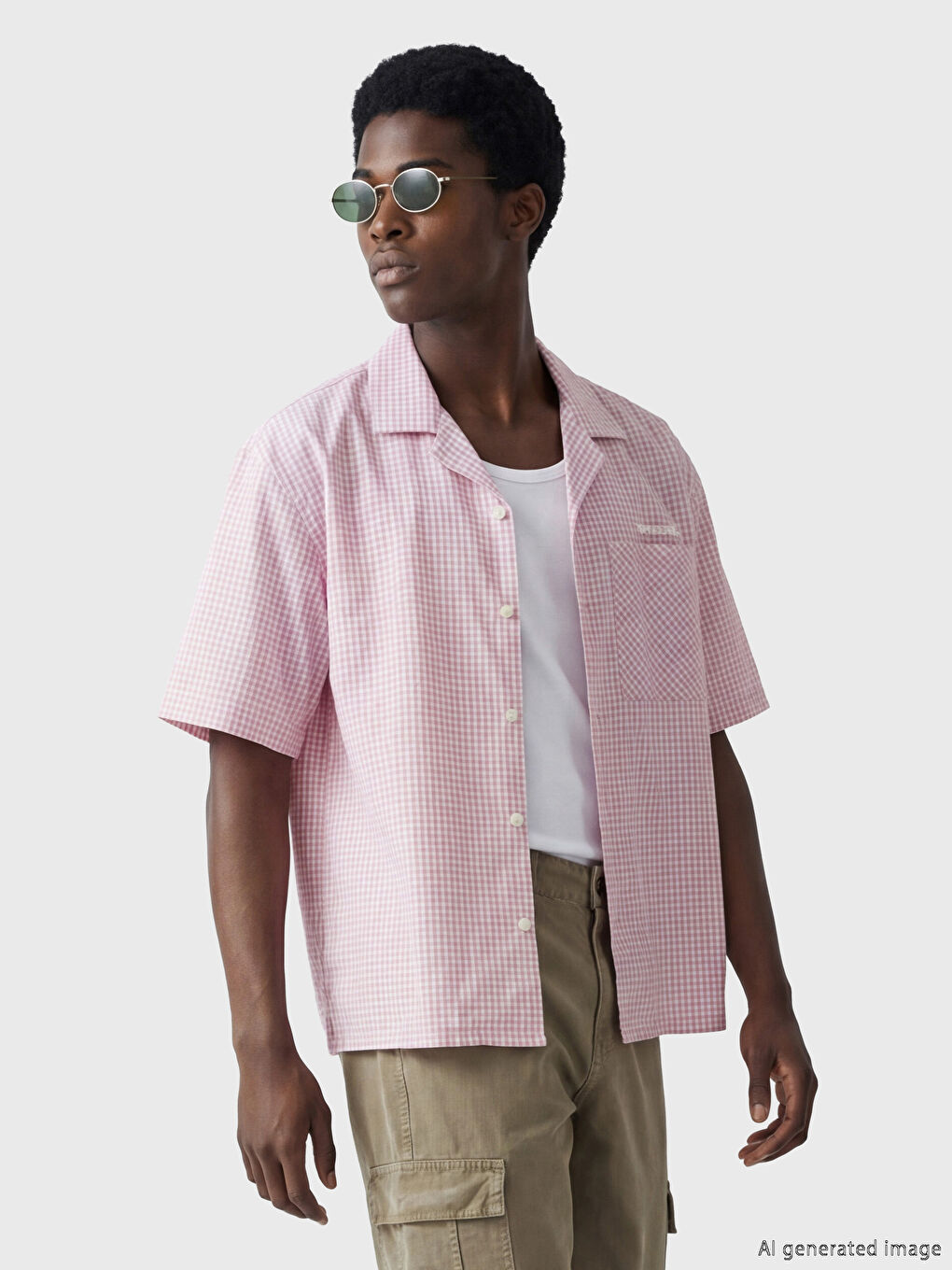 Pembe Loose Fit Ekose Erkek Gömlek