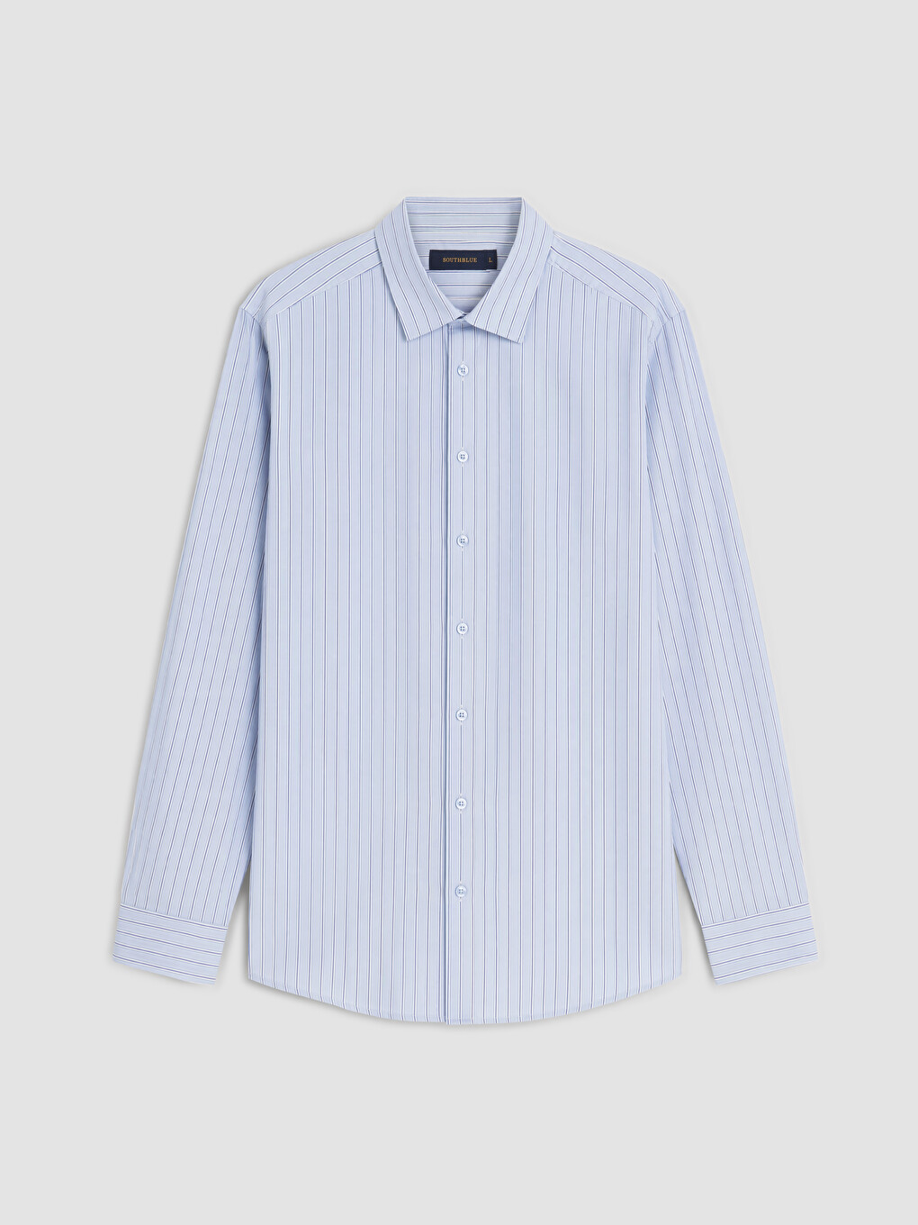 Lacivert Regular Fit Çizgili Gabardin Erkek Gömlek