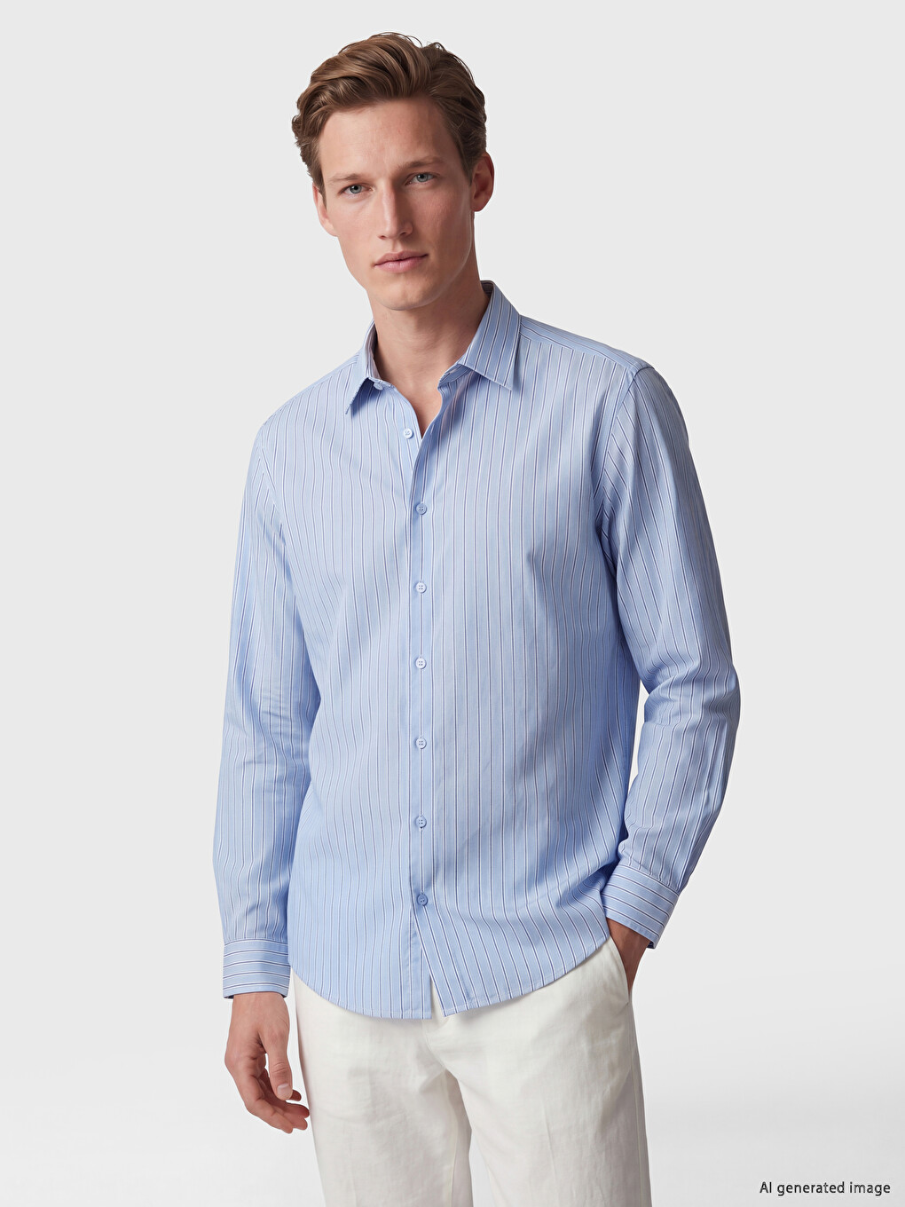 Regular Fit Striped Gabardine Men's Shirt
