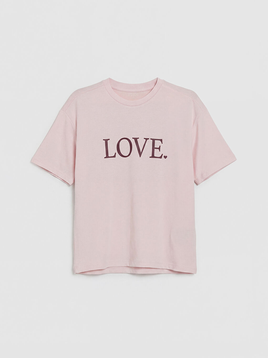 Pembe Bisiklet Yaka Baskılı Kadın Tişört