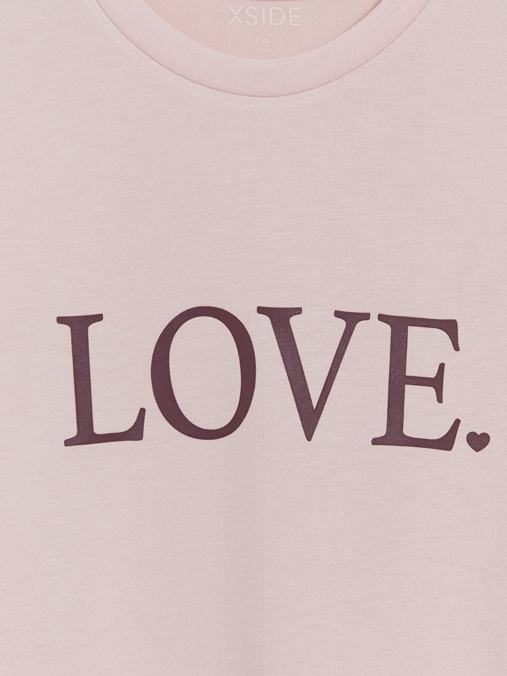 Pembe Bisiklet Yaka Baskılı Kadın Tişört-2