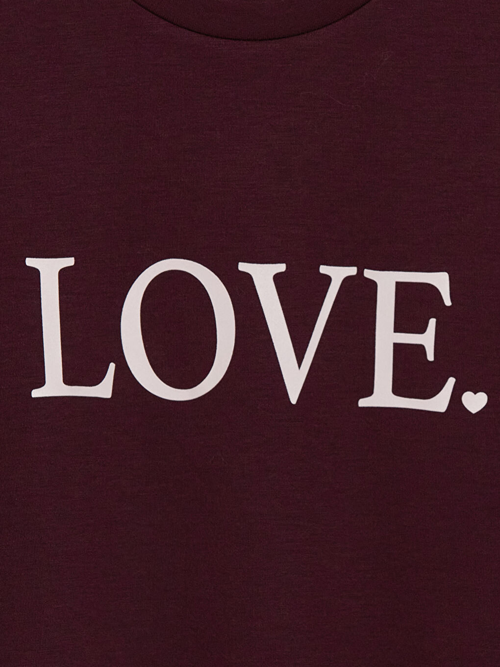 Bordo Bisiklet Yaka Baskılı Kadın Tişört-2