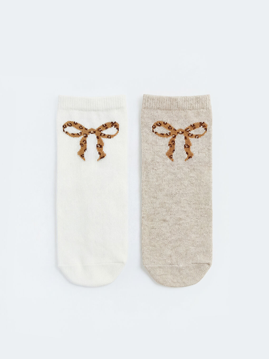 Ekru Desenli Kız Çocuk Patik Çorap 4'lü-1