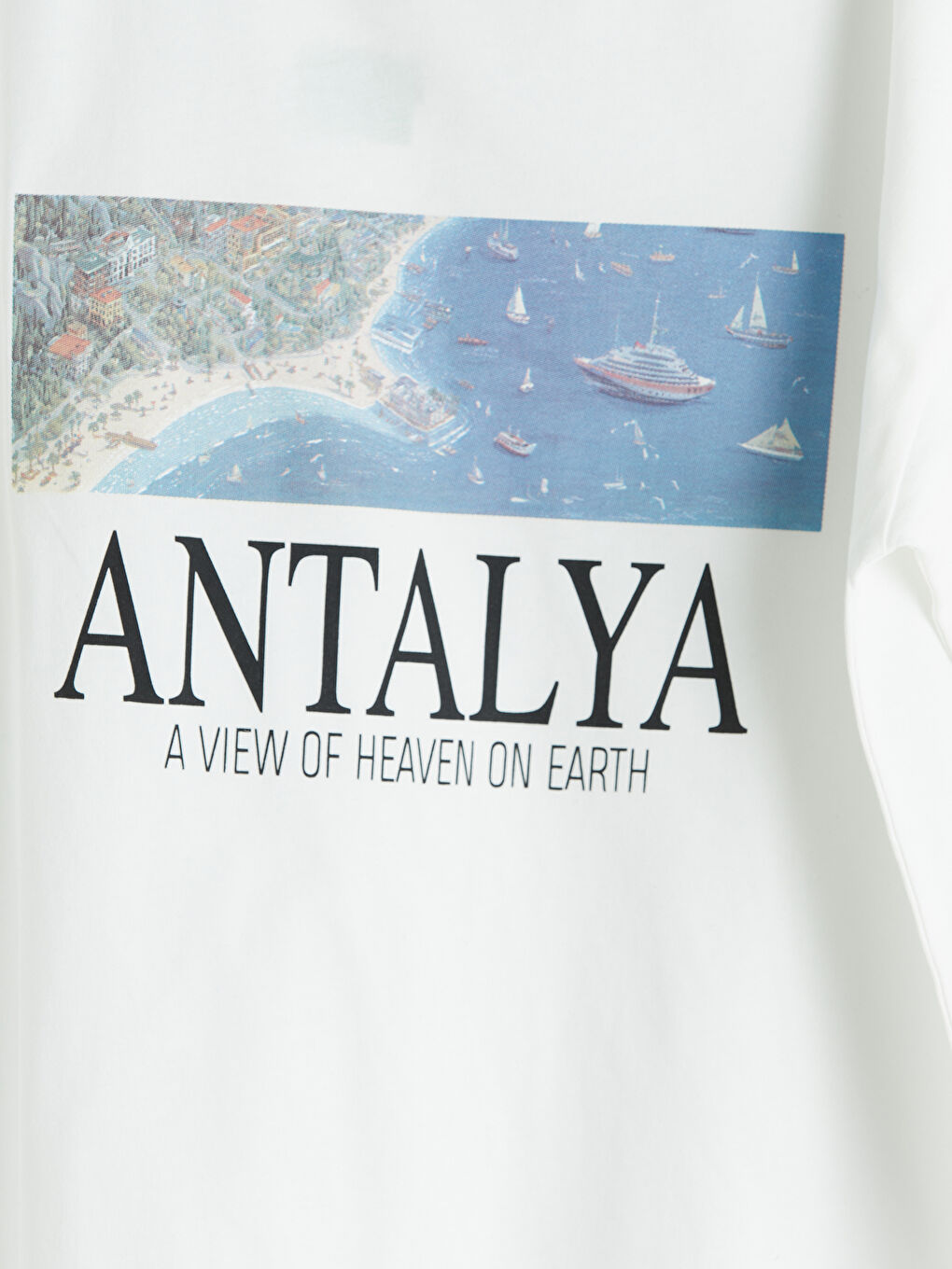 Ekru Bisiklet Yaka Antalya Baskılı Erkek Çocuk Tişört-2