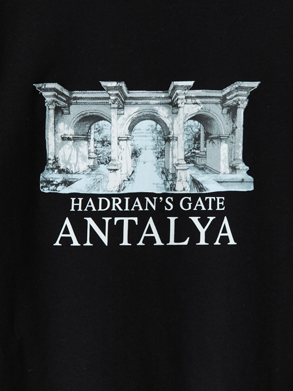 Siyah Bisiklet Yaka Antalya Baskılı Erkek Çocuk Tişört-2