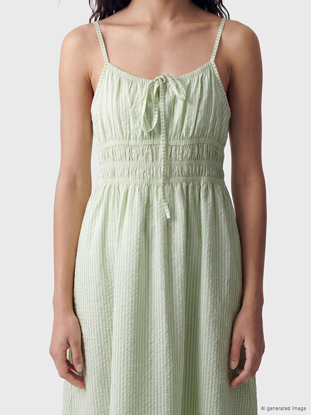 Strappy Striped Fitted Waist Dress-2