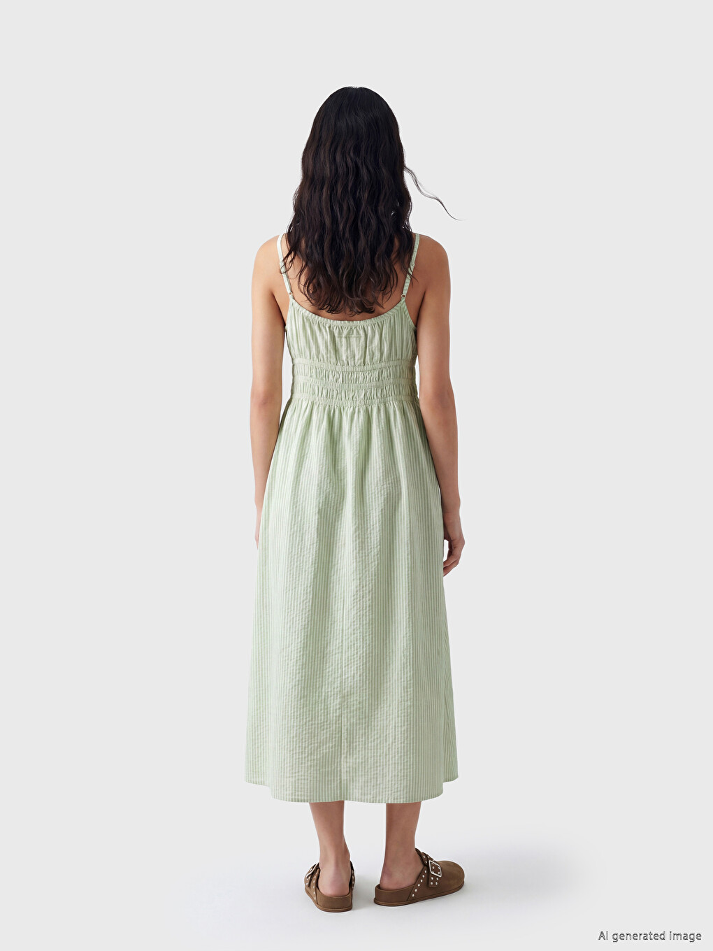 Strappy Striped Fitted Waist Dress-3