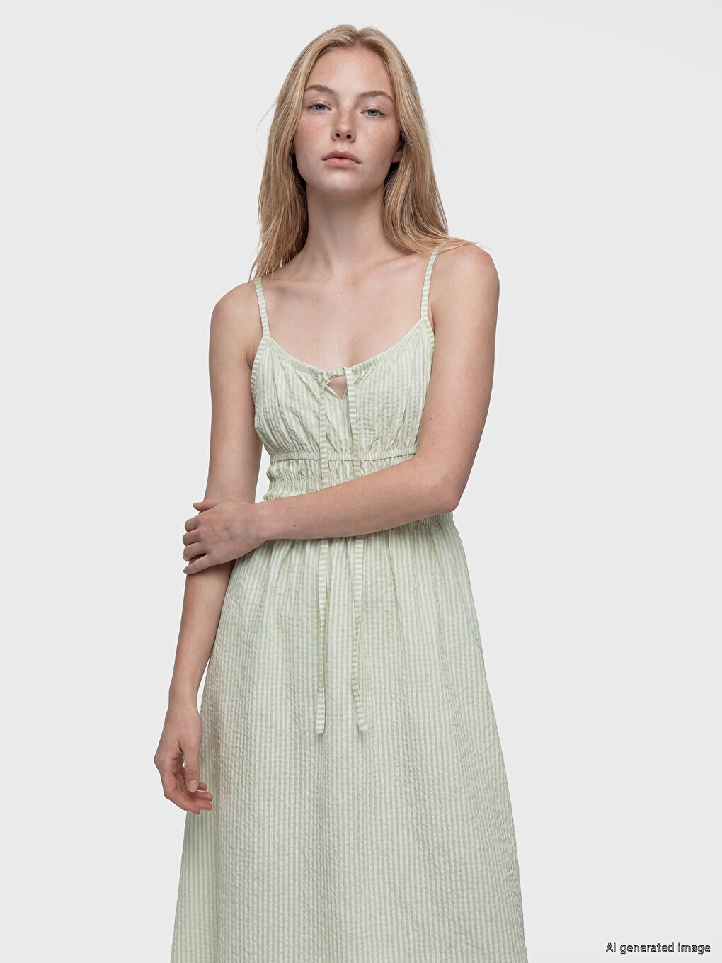 Strappy Striped Fitted Waist Dress-1