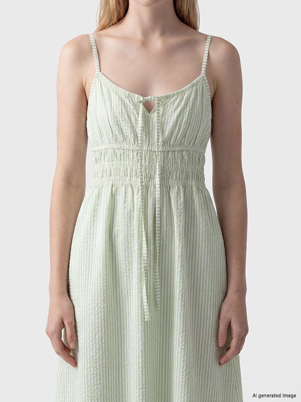 Strappy Striped Fitted Waist Dress-2