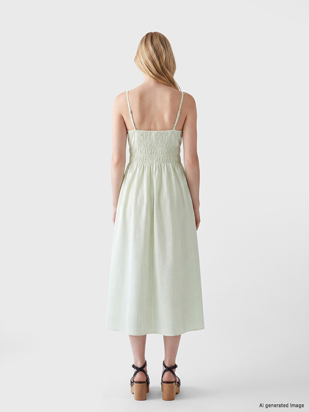 Strappy Striped Fitted Waist Dress-3