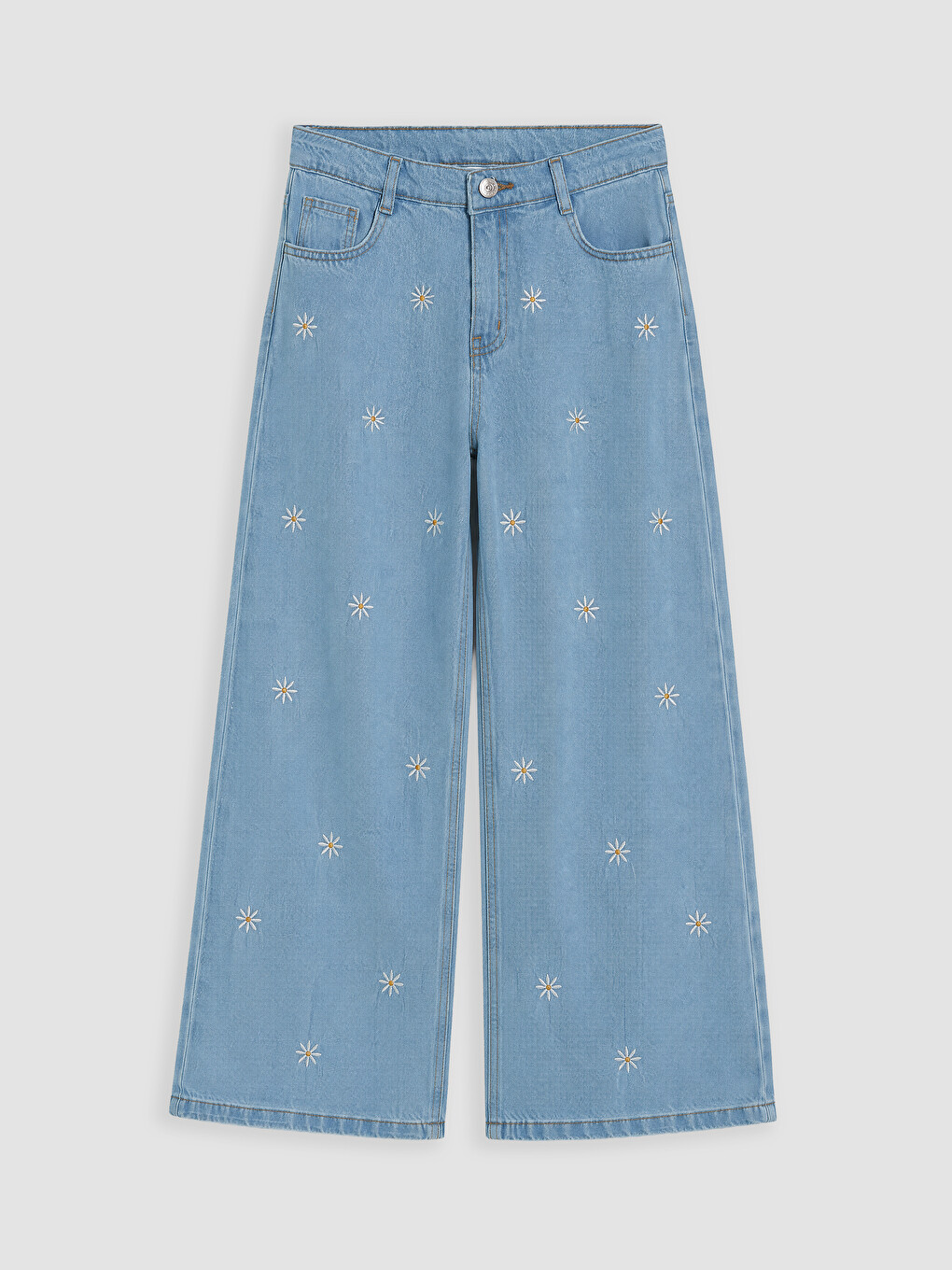 Wideleg Embroidered Girls' Jeans