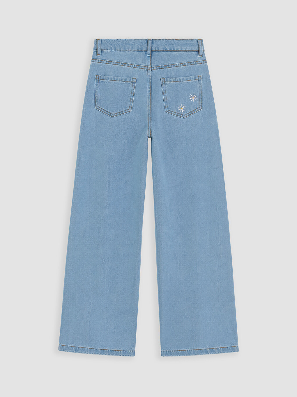 Wideleg Embroidered Girls' Jeans-2