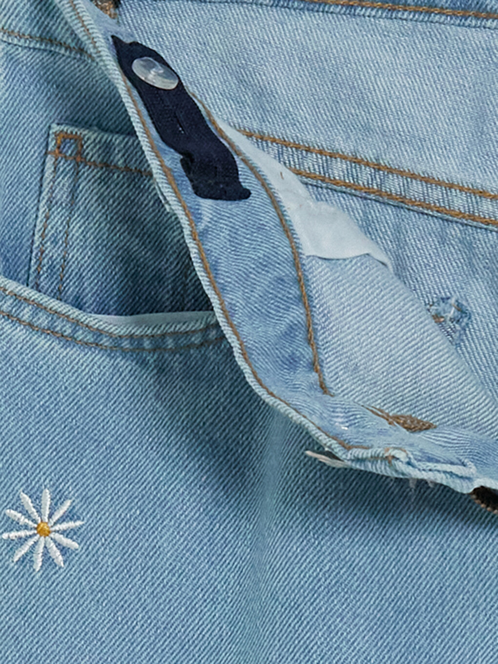Wideleg Embroidered Girls' Jeans-3