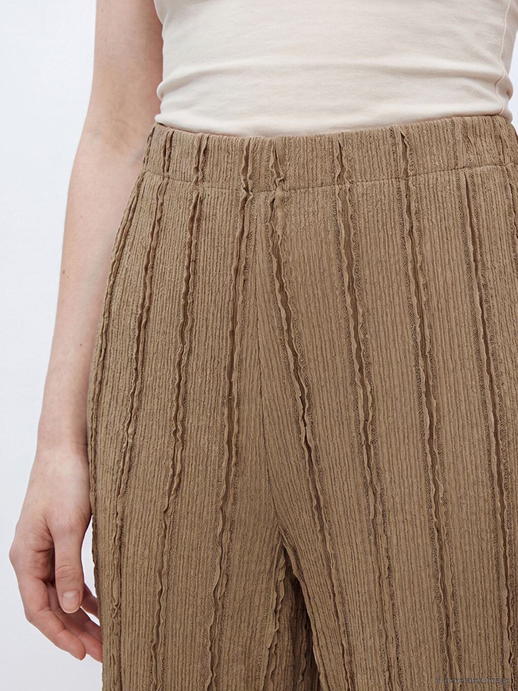 Elastic Waist Textured Women's Trousers-2
