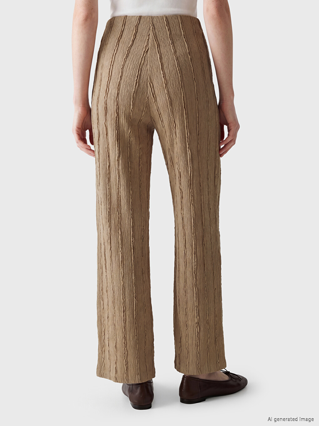 Elastic Waist Textured Women's Trousers-3