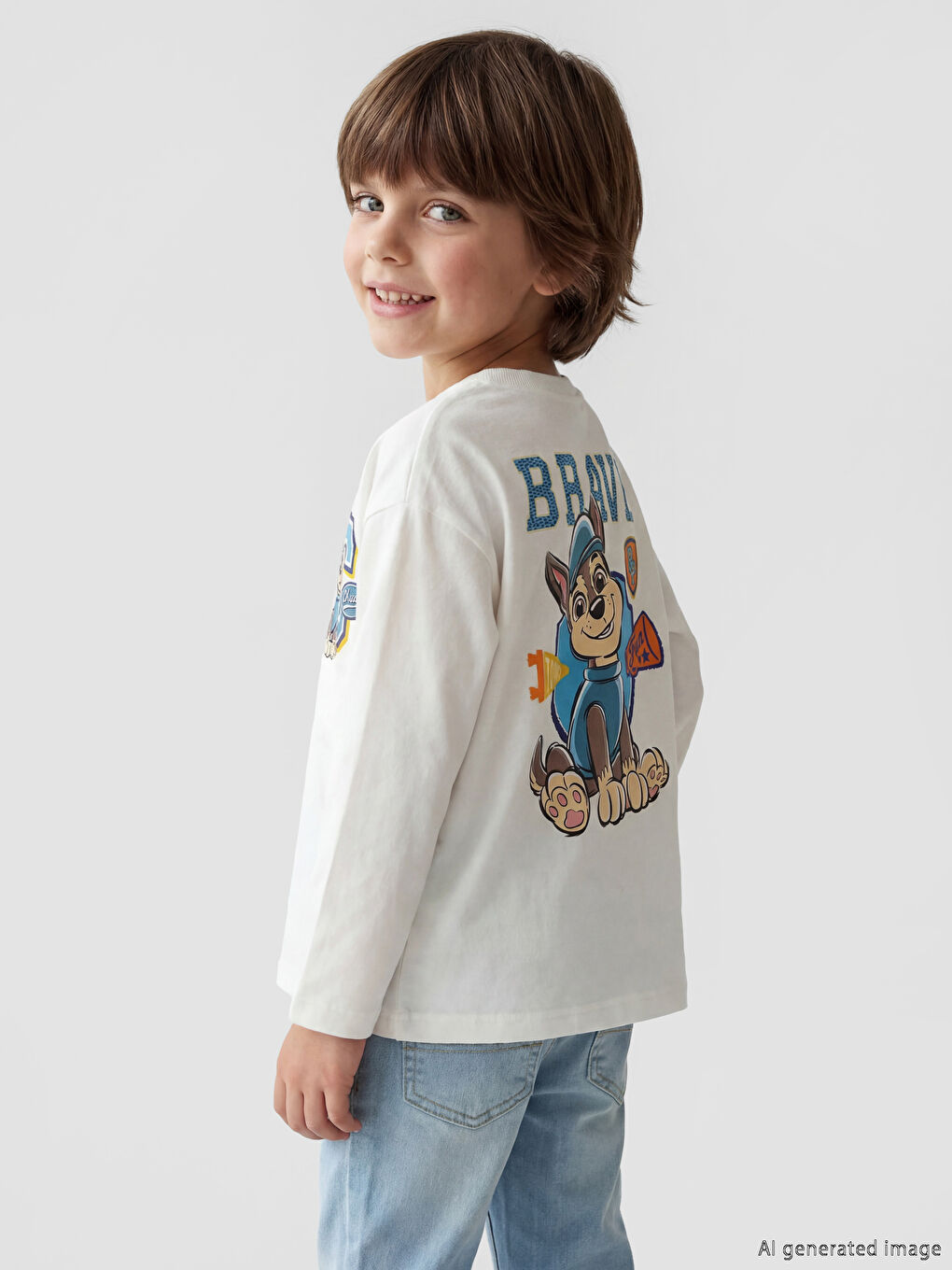 Crew Neck Paw Patrol Printed Boys' T-Shirt