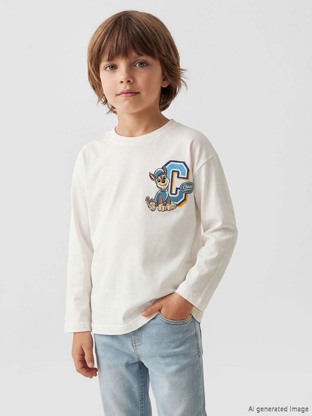 Crew Neck Paw Patrol Printed Boys' T-Shirt-1